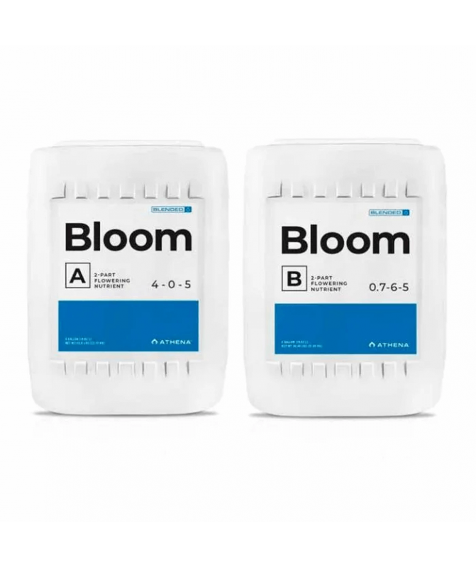 Envase de 18,9L de Athena Bloom A + B, fertilizante de floración en dos partes para cultivos de alto rendimiento
