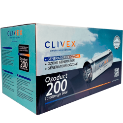 Caja Clivex Ozoduct 200mm 10000mg/h V.2 generador de ozono tubular para cultivo indoor