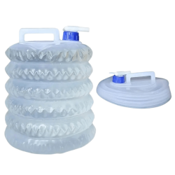 Depósito de agua plegable 10 litros, libre de BPA, ligero, resistente y con grifo regulable para camping y viajes
