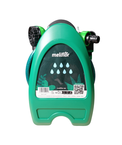 Equipo de Riego Meliflor con manguera flexible, pistola multichorro y conectores rápidos para jardín y huerto