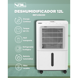 Deshumidificador VDL 12L compacto y eficiente para habitaciones y oficinas