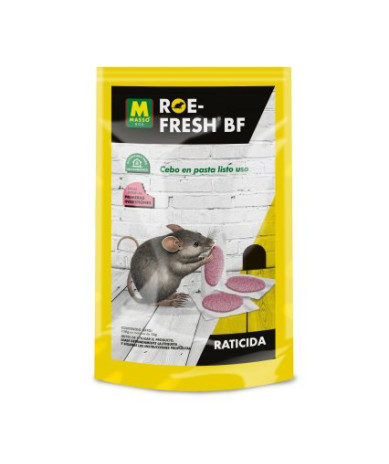 Roe-Fresh 150 gramos rodenticida en pasta para eliminar ratas y ratones mediante portacebos resistentes